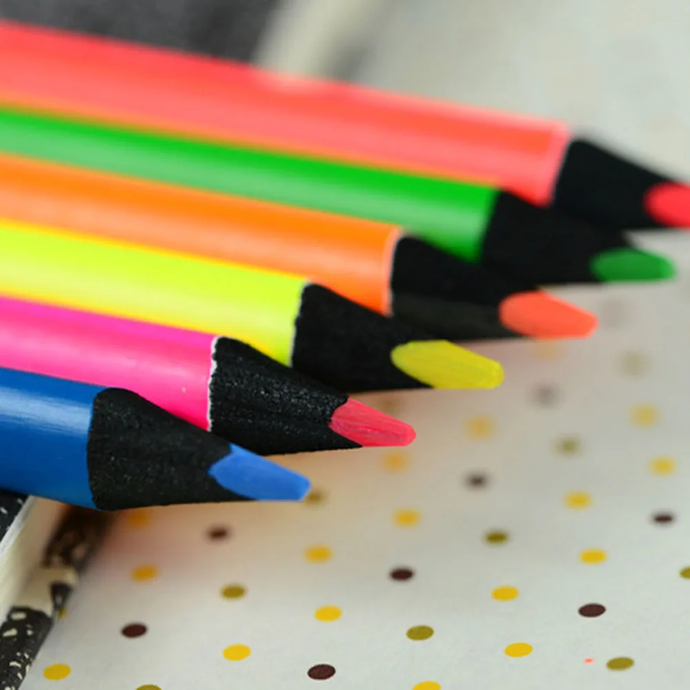 6pcs/lot 6 color fluorescent mark color pencil slider highlighter mark