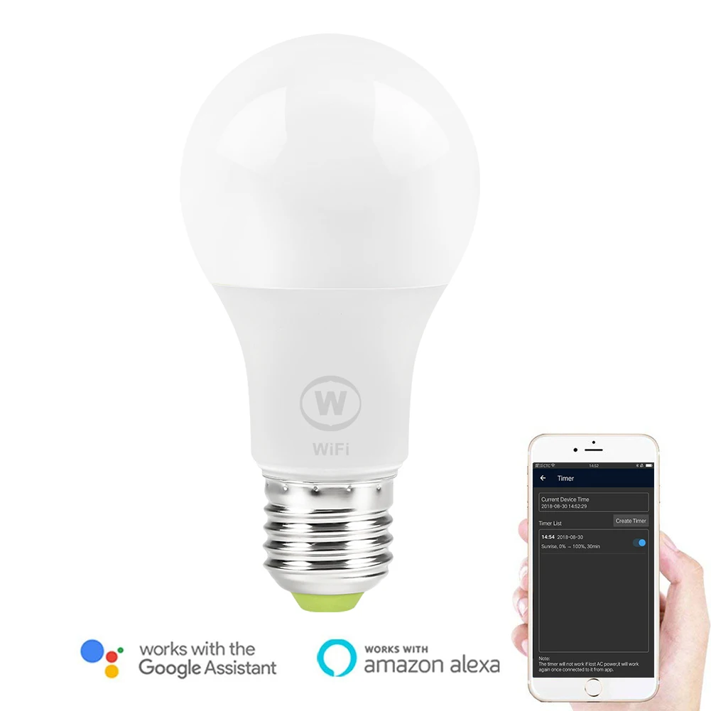 6,5 Вт E27 Wifi умный светодиодный светильник лампа для Amazon Alexa Google Home дистанционное управление F