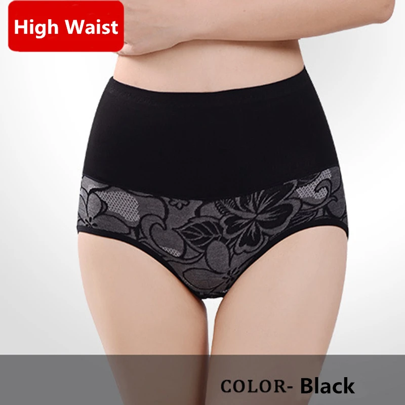 High Waist Panties Women Underwear Floral Breathable Antibacterial Briefs Woman Intimates Culotte Lingerie Women Underwear