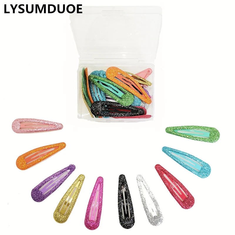 

Korean Fashion Girls Hair Accessories Gift Box Solid Candy Color Hair Clip Shining Powder Dripping Barrette Cute Headdress 20Pcs