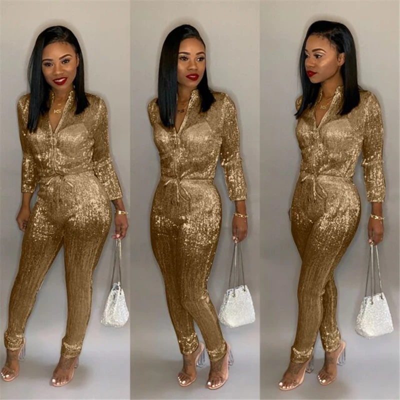 

Fashion High Waist Bandage Jumpsuits For Women Summer Overalls Rompers Womens Jumpsuit Elegant Sequin Sparkly Bodies Ladies