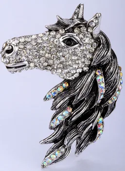 

Horse brooch pin pendant for women girls crystal jewelry animal charm antique gold silver color BA17 wholesale dropshipping