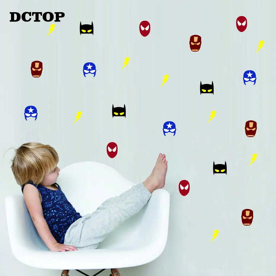 

Kids Creative Super Hero Batman Spider Man Head Wall stickers Art DIY Vinyls Decals Decorative Children's Baby Room Home Mural