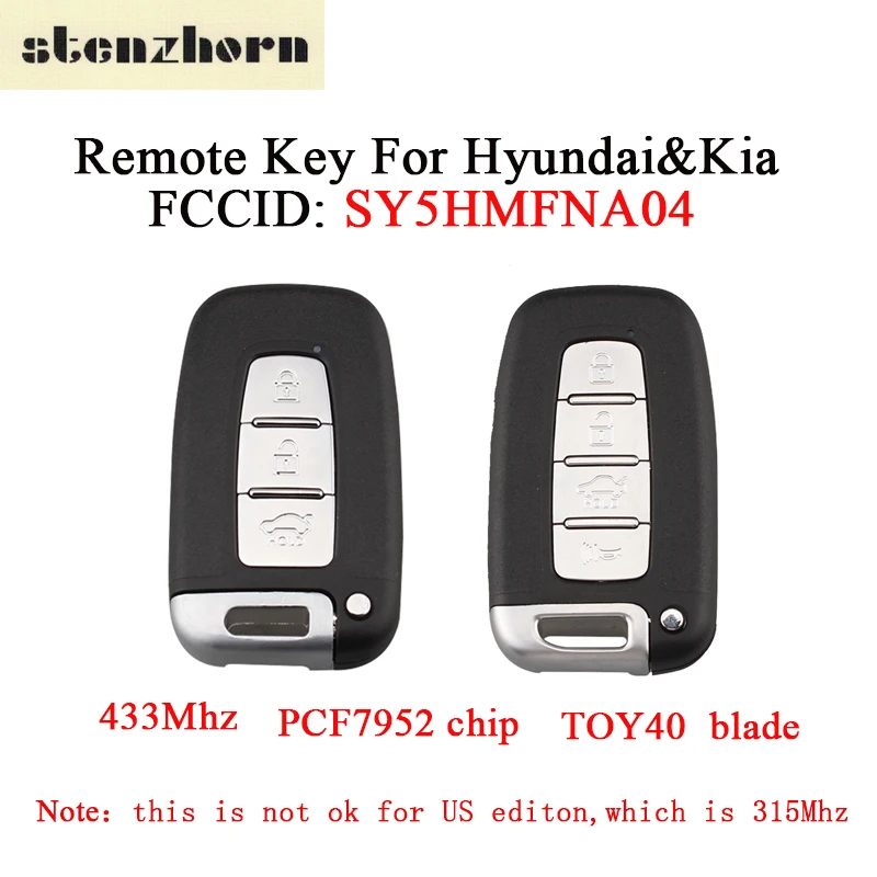 Stenzhorn 3/4 Button Remote Smart Key Keyless Fob For Hyundai Sonata