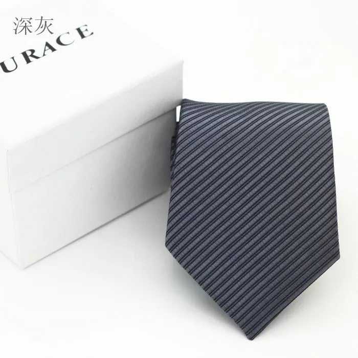 Дизайнерский брендовый галстук жениха мужской джентльмен 8 см в полоску для свадьбы, вечеринки, формальный галстук из искусственного шелка, тонкий галстук со стрелками - Цвет: Drak gray
