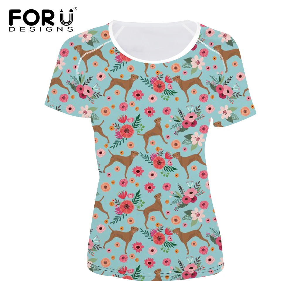 FORUDESIGNS 3D Vizsla цветок розовая одежда для женщин футболки pтонированные Harajuku Kawaii