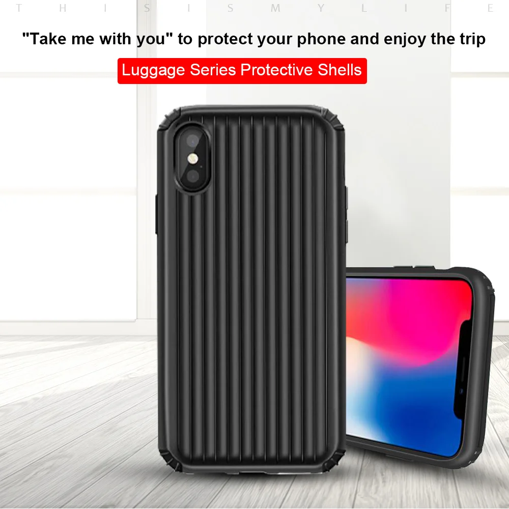 

FastDeng Luxury Personality anti-fall phone case for iphone6 7 8p Hard hybrid plastic suitcase appearance for iphoneX XR XS Max
