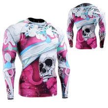 Технические графический второй кожная сыпь охранник мужские длинные рукава сжатия мма центр Crossfit фитнес йога колготки S-4XL