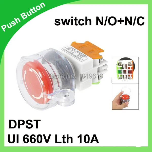 

Self Locking Contact Clear Cover Protection Red Emergency Stop Push Button Switch NO/NC