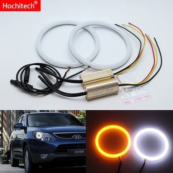 

for Hyundai veracruz ix55 2007-2012 White & Amber Dual color Cotton LED Angel eyes kit halo ring DRL Turn signal light