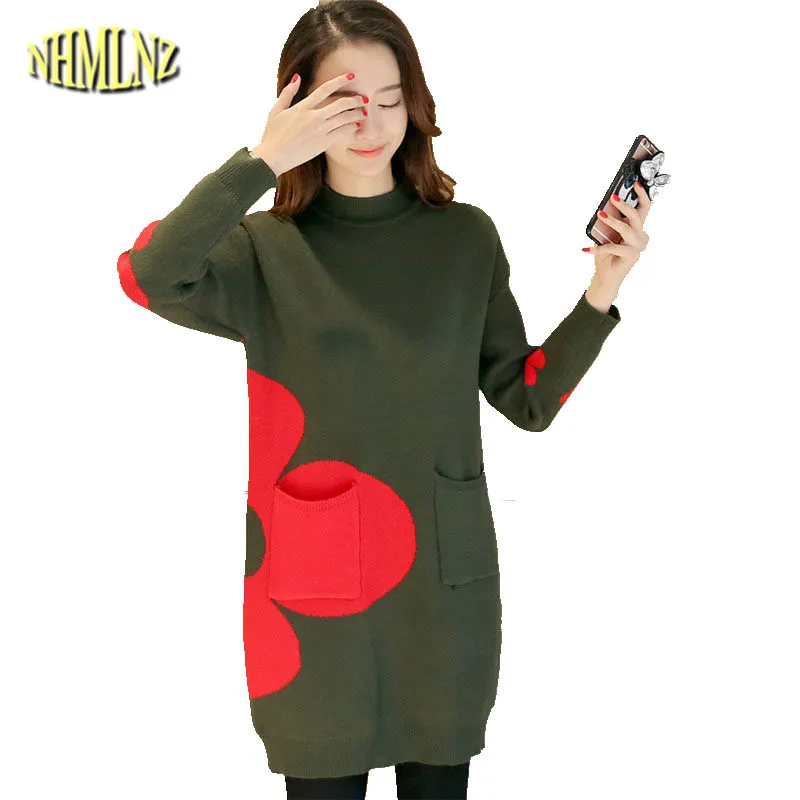 Sweater Women Dress New Autumn And Winter Medium long Loose Sweater Women Fashion Elegant Knitting Pullover Sweater Women F2039