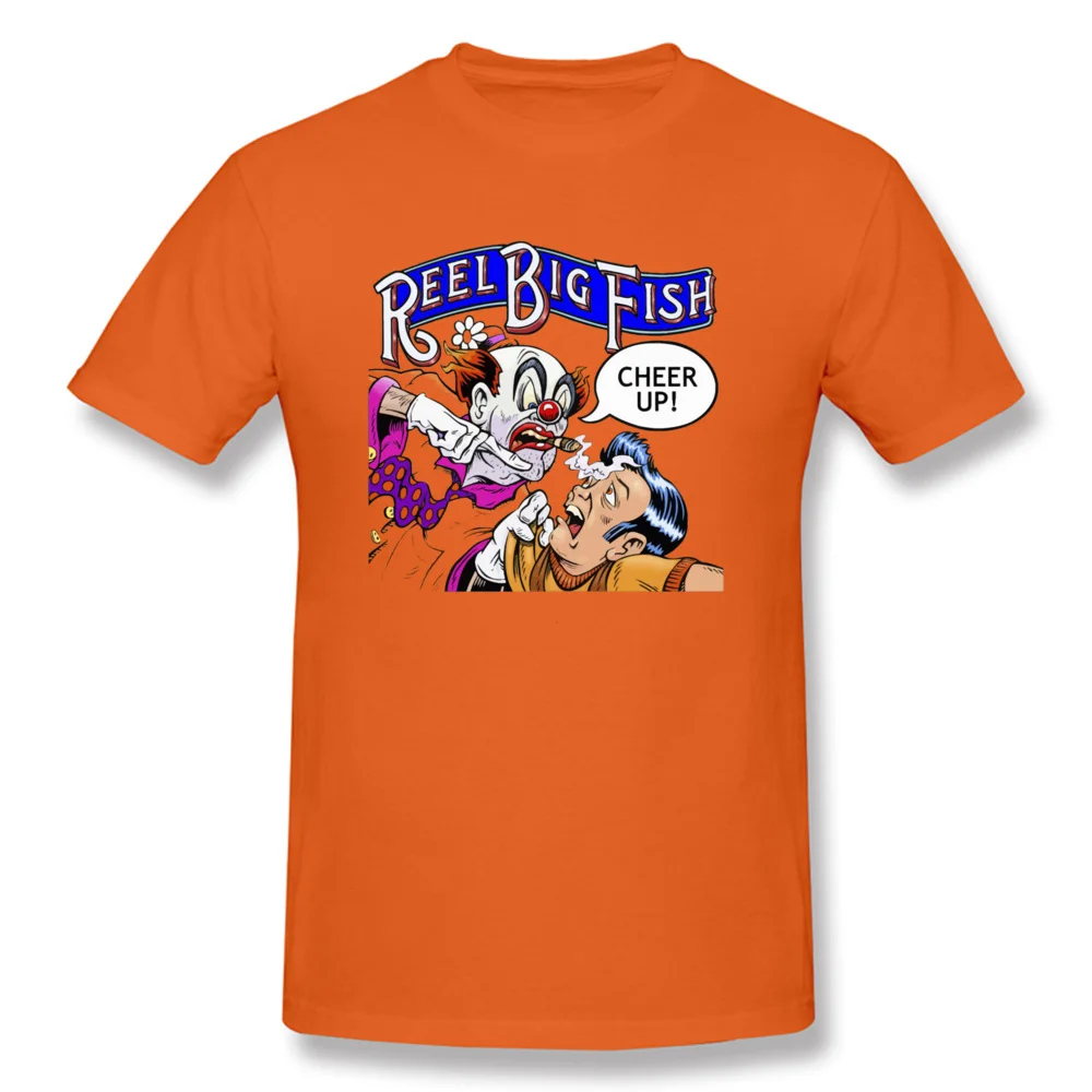 Casual Group Crewneck Tshirts Thanksgiving Day Tees Short Sleeve for Men New Arrival 100% Cotton Summer Top T-shirts Cheer Up Reel Big Fish 20006 orange