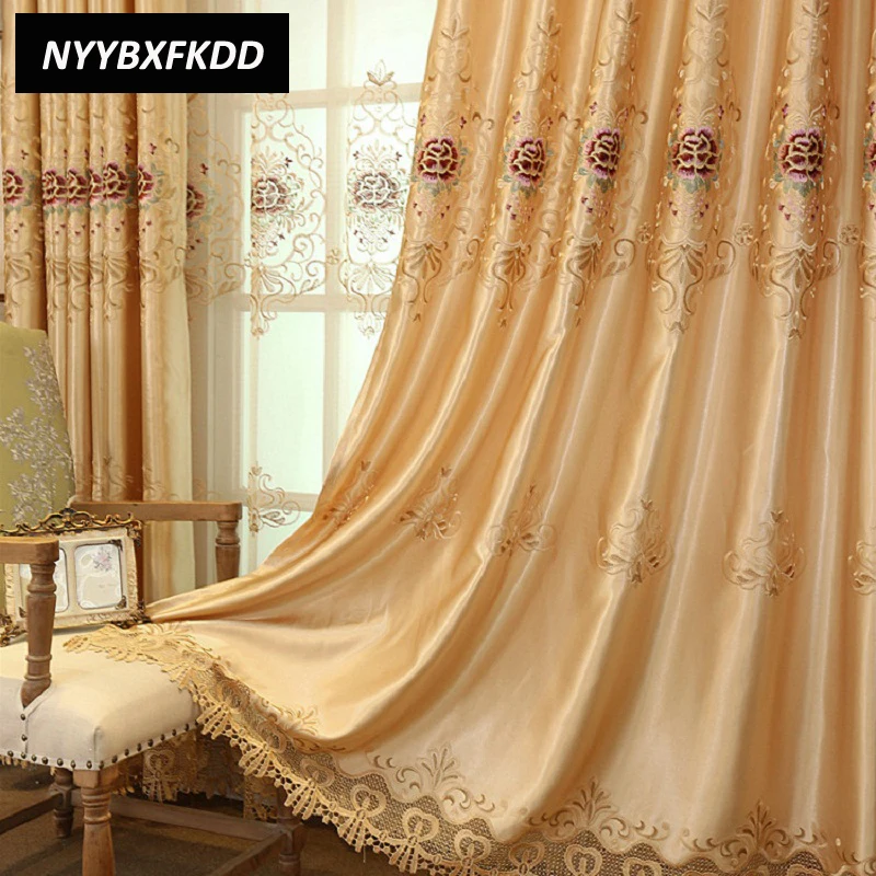 High Quality Luxury Europe Embroidered Blackout Curtains Cloth For