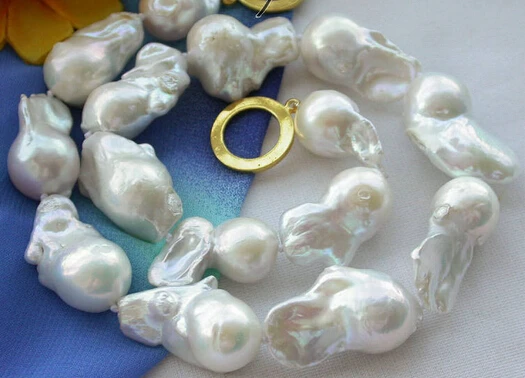 

HOT 003521 WHITE BAROQUE KESHI REBORN PEARL NECKLACE