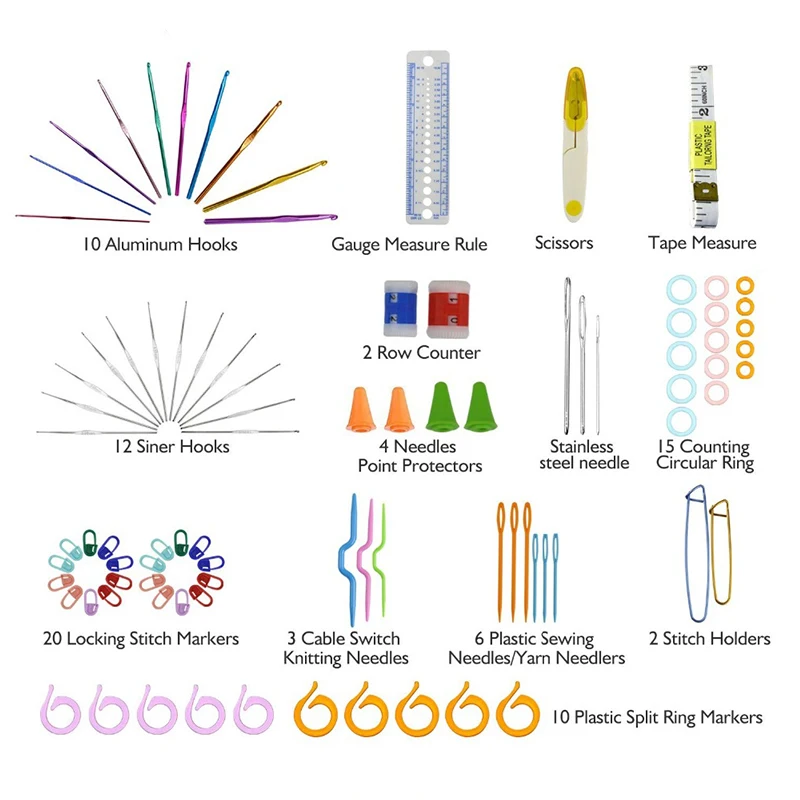 90 шт разноцветные, алюминиевые вязальные крючки Набор отверток с хранения Чехол крючком Вязание набор крючков для мульти-Размеры спицы для поделок ткань набор пряжи