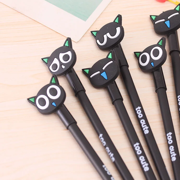 

36 Pcs/lot Cute Cat Gel Pen Novelty Cartoon Animal Kitty Pens Black Ink Stationery School Wholesale Office Supplies Gel Pen