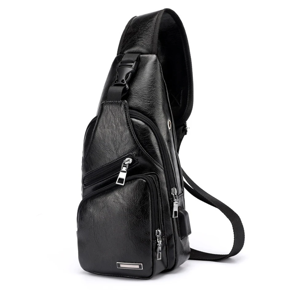 Мужская кожаная нагрудная сумка, водонепроницаемая зарядка через usb для телефона, повседневная сумка-мессенджер, уличная поясная сумка на молнии, прочная поясная сумка, спортивные сумки