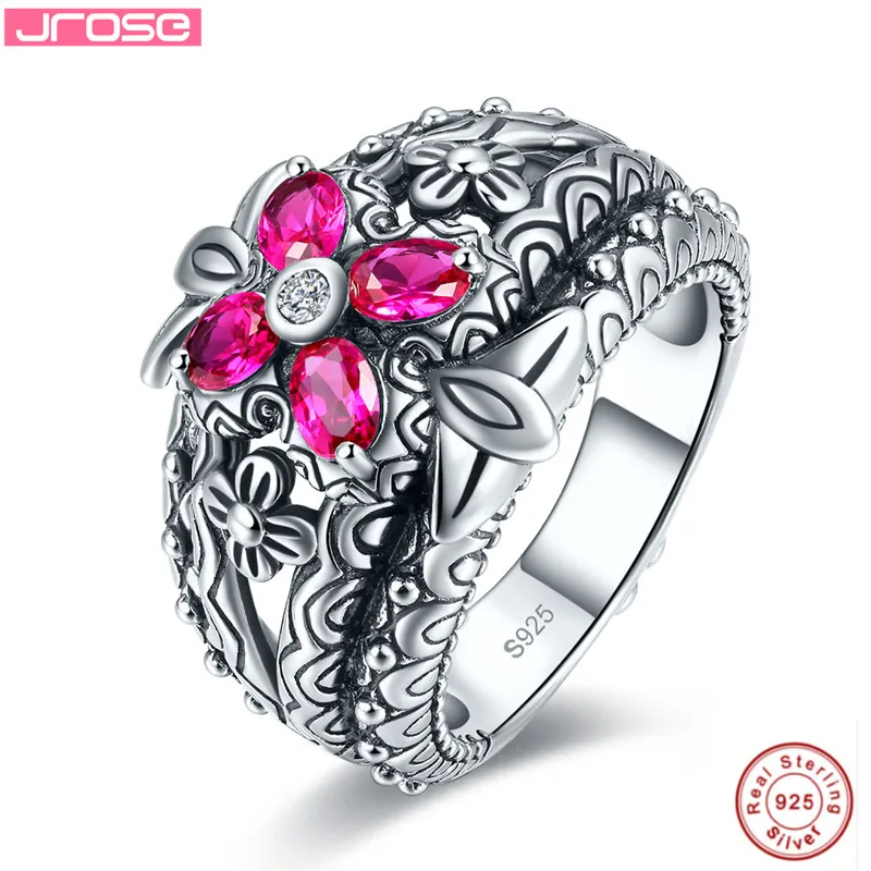 

Hot jrose 5ct AAA wedding red ring female 100% solid standard 925 Sterling Silver jewelry engagement ring jewelry free shipping