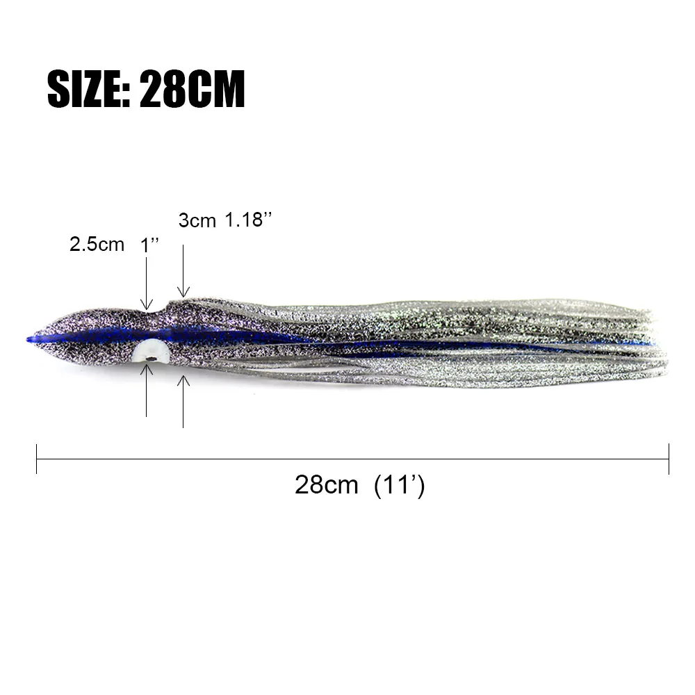 28 см Троллинг кальмаров юбки, мягкие приманки на осьминогов, Hoochie рыболовные приманки, Marlin Wahoo тунец хвост, снасти ремесло, аксессуары