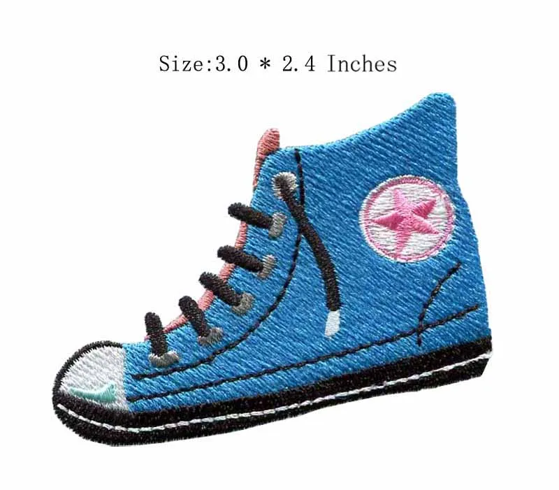 Blue shoe with star embroidery patch 3.0" wide embroidery patches for