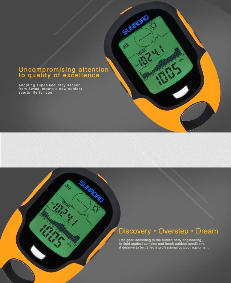 SUNROAD карманные часы для женщин для мужчин цифровой ЖК-дисплей альтиметр барометр компасы термометр гигрометр фонарик часы USB перезаряжаемые
