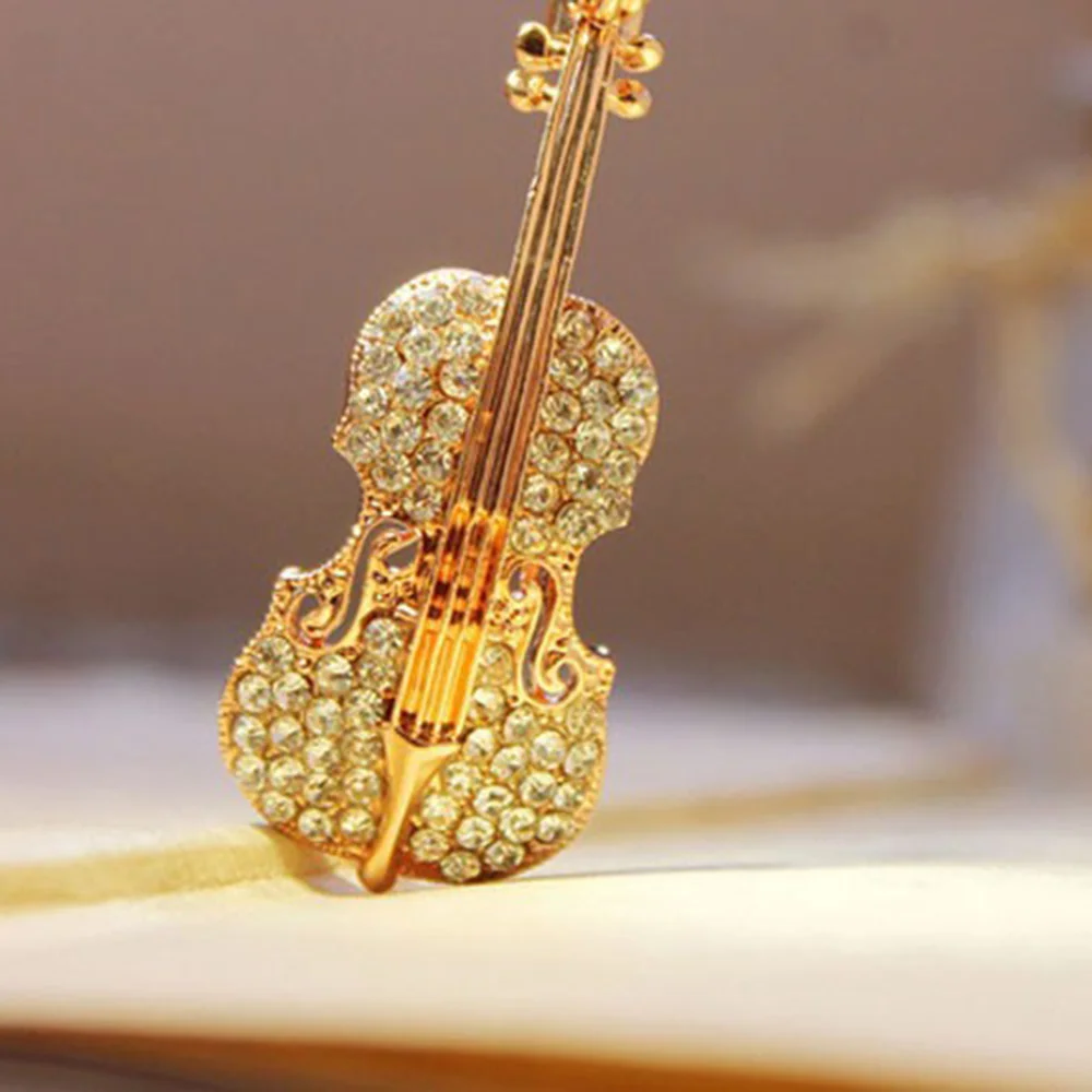 Изысканный Overgild женщин скрипка эмаль нагрудный знак брошь Одежда Аксессуары подарок ювелирные изделия
