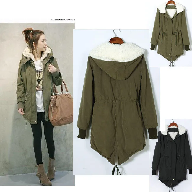 Olive Parka Womens Nathan Fashion Online Shop 2015 New Women's Hoodies Thicken Fleece Faux Fur Warm Winter Coat Hood Parka Overcoat - Olive Parka Womens Nathan Fashion