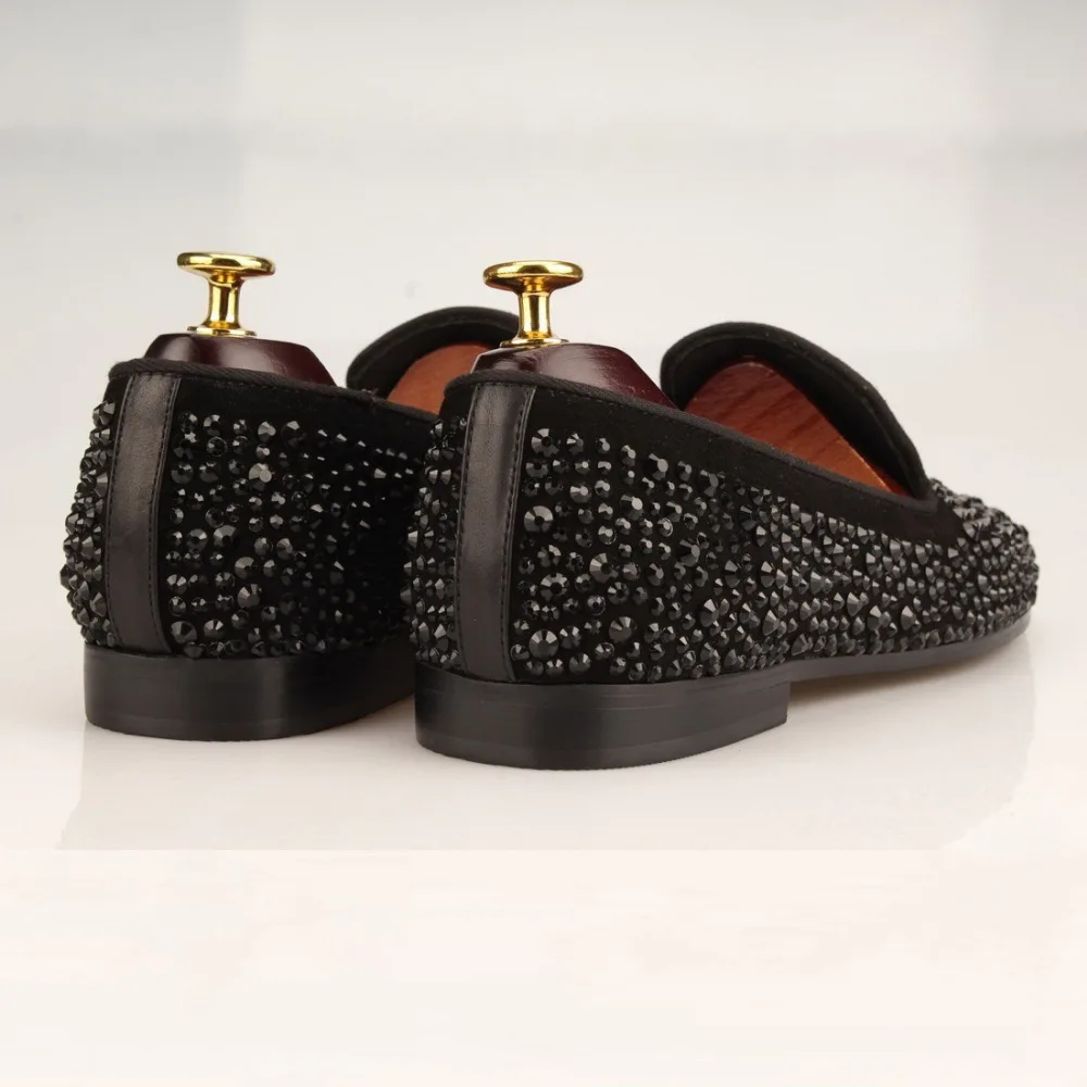 Black Rhinestones Slippers Loafers (6)