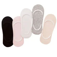 5 пар, женские невидимые Летние Носки Нескользящие силиконовые дышащие носки-башмачки для девочек Meias, однотонные милые женские хлопковые носки