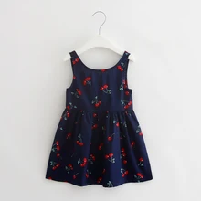 

KAVKAS 2018 New 2-7y Girls Clothing Summer Girl Dress Children Kids Berry Dress Back V Dress Girls Cotton Kids Vest Dress