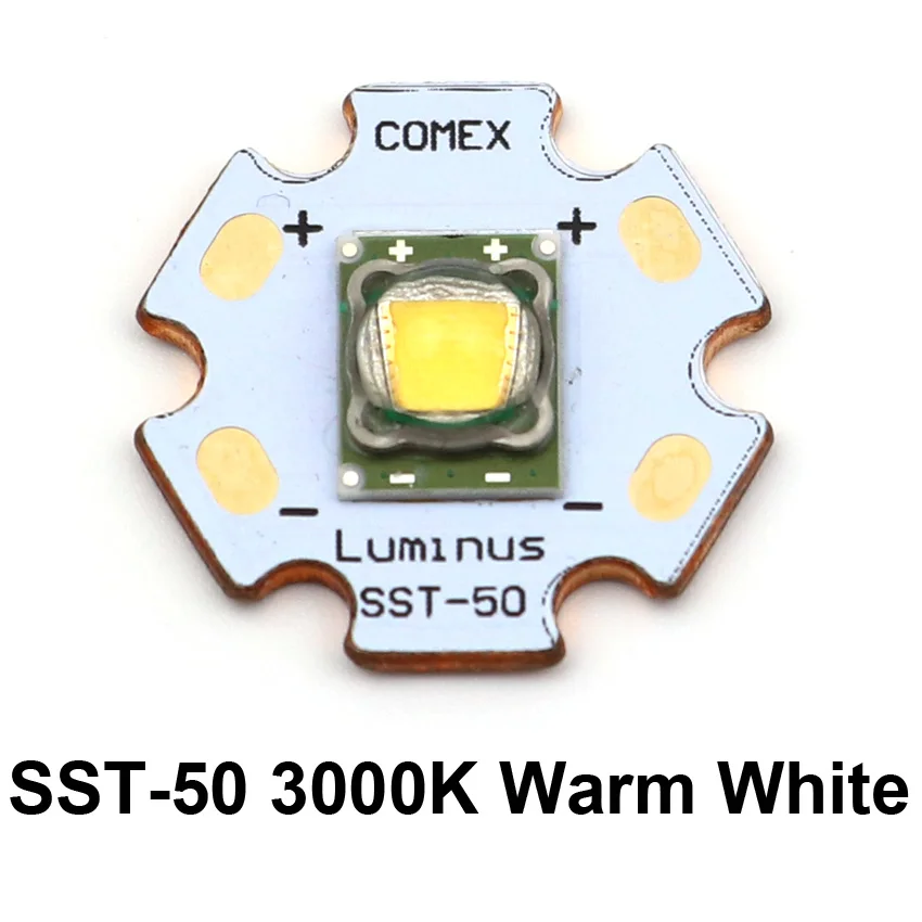 Luminus SST-50 LED Emitter 1300LM 10W 3000K warm white Led Chip bulb diode with 20mm Copper Board For DIY Flashlight Torch Light | Лампы и