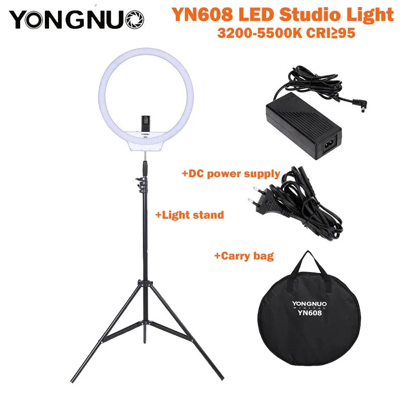 YongNuo YN608 светодиодное кольцо для студийной видеосъемки 3200K ~ 5500K беспроводной