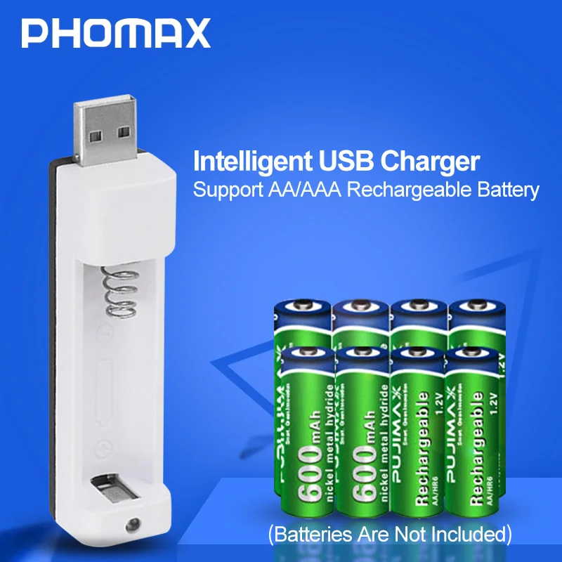 PHOMAX PJN101 Household Portable LED Display With 1 Slot Battery Charger For AA/AAA NiCd NiMh