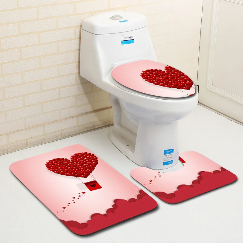 Zeegle Valentine узор 3 шт. Ванна набор ковриков коврик для ванной нескользящий пол в туалете Половики коврики для ванной фланелевая крышка для унитаза