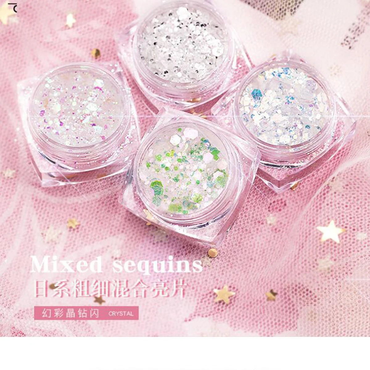 1box DIY Nail Glitter Flakes Shiny Gold Diamond Flash Thickness Mix Size Jewelry Magic Sequins Phototherapy Nail Art Decoration