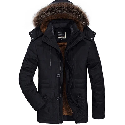 UNIVOS KUNI, брендовая мужская хлопковая куртка, теплая, дикая мода, приталенная, одноцветная, с капюшоном, зимнее пальто, одежда, большой размер 6XL J612 - Цвет: Black