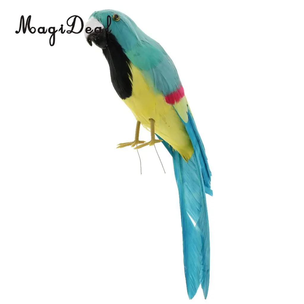 12'' / 30cm Decorative Feather Parrot Model Artificial Bird Statue Macaw Figurine Fancy Dress Props Garden Lwan Tree Decor