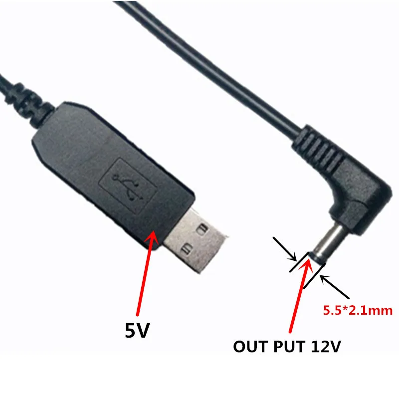 Ihens5 силовой преобразователь Кабель адаптер USB DC 5V к 12V 5 5mm X 2 1mm баррель мужской