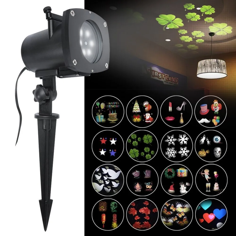 12 Pattern Christmas font b Projector b font Light Out door Waterproof Rotating Motion Landscape Spotlight