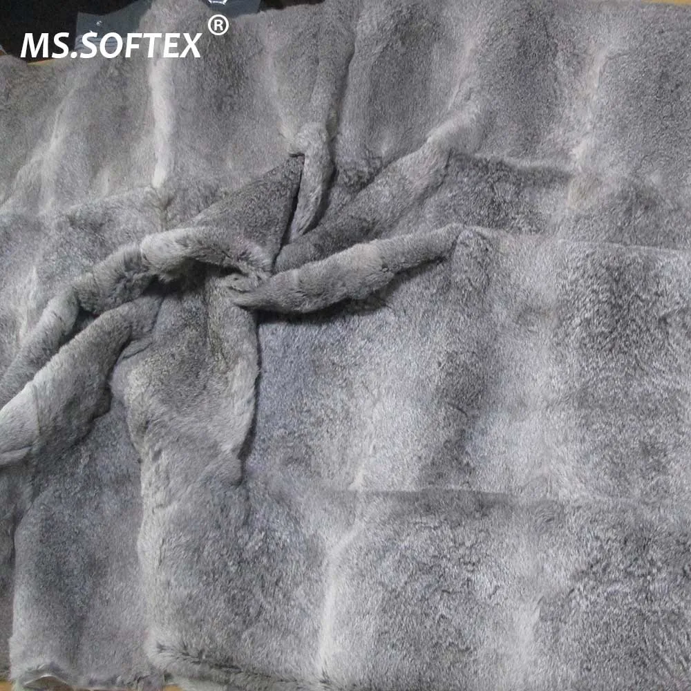 

MS.Softex Natural Rabbit Fur Blanket Bedroom Real Rabbit Fur Throw Factory OEM Luxury Fur Blanket Throw Plush Fur Blanket