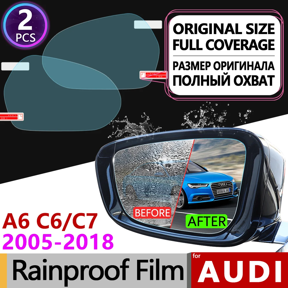 

2Pcs for Audi A6 C6 C7 2005 - 2011 4F 4G Full Cover Anti Fog Film Rearview Mirror Rainproof Anti-Fog Films Car Accessories Sline