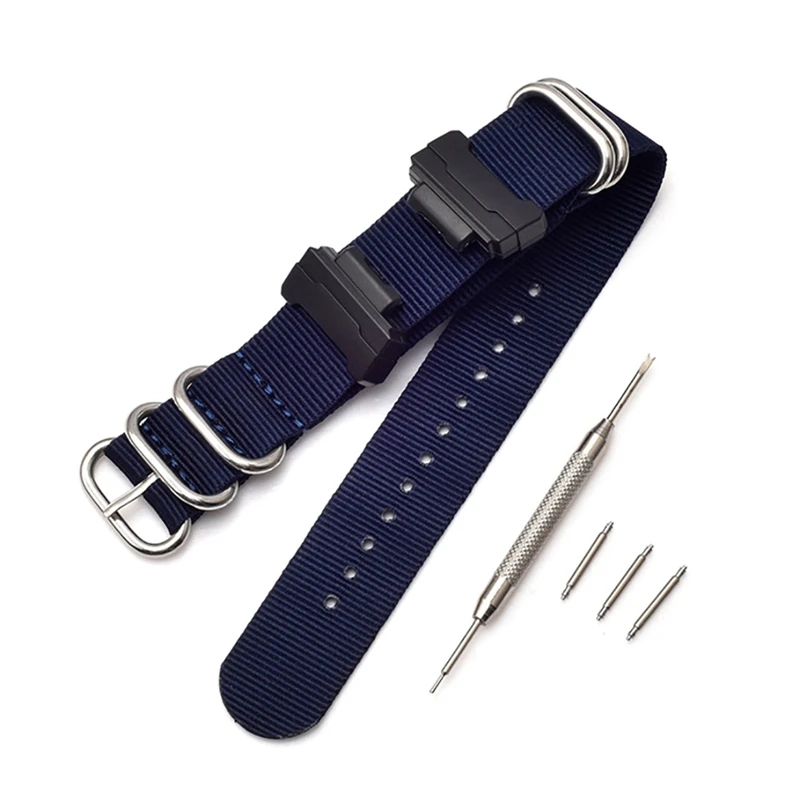 Ремешок для часов набор инструментов на резинках комплект нейлоновые наручные часы полосы толстые булавки с пряжкой конвертер замена аксессуары для Casio - Цвет: Синий