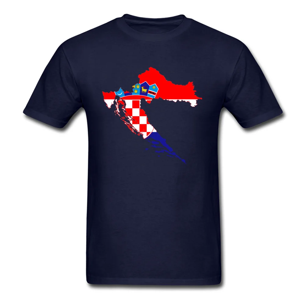 Popular Flag Map Croatia Short Sleeve Tshirts Summer/Fall Crewneck 100% Cotton Fabric Tops Shirts for Men T Shirts comfortable Flag Map Croatia navy