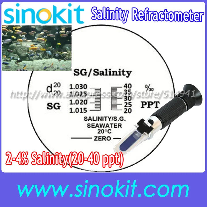 

Aquarium Salinity 2-4% Salinity(20-40 ppt) Hand Held Refractometer - RHS-4