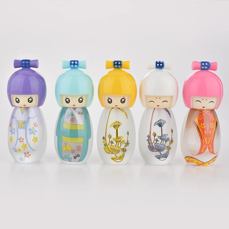 

20 ML Cute Japanese Puppets Portable Glass Refillable Perfume Bottle With Spray Empty Parfum Case For Traveler