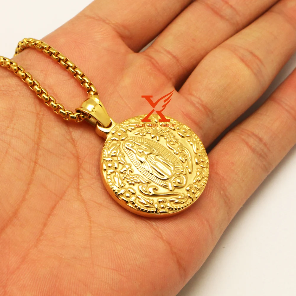 24 &quotновые продукты Saint Marie кулон gold filled Девы Марии Гваделупской Шарм Подвеска