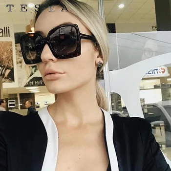

Retro Oversized Sunglasses Women Square Large Frame Shades For Women Designer Sun glasses Oculos Feminino UV400 Protection