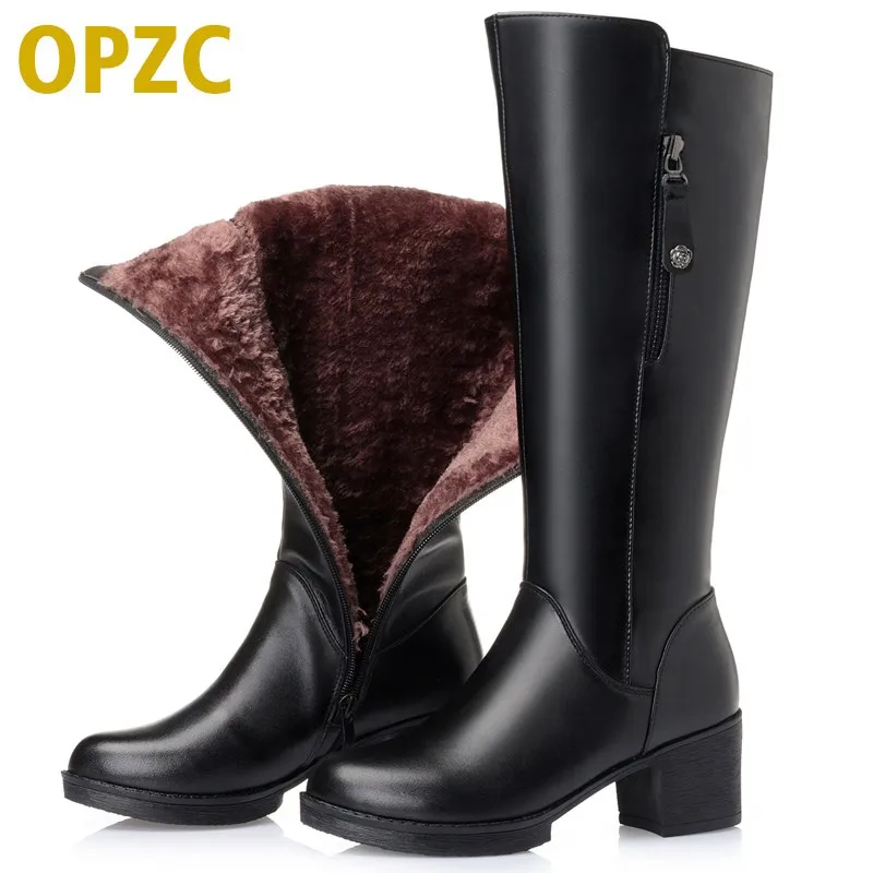 

New 2018 genuine leather women's boots large size 35-42 fashion thickening warm winter boots women Gaotong locomotive boots