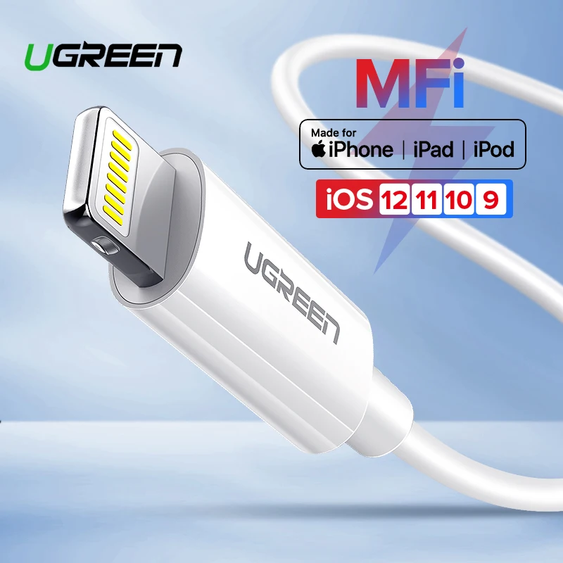 Ugreen MFi كابل يو اس بي ل فون X Xs ماكس XR 2.4A سريع شحن شاحن يو اس بي كابل بيانات ل كابل iPhone 8 7 6 زائد USB كابل شاحن