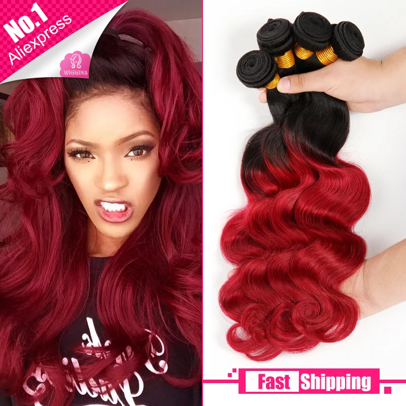 Ali pearl Hair Ombre Brazilian Body Wave Burgundy Brazilian Hair Ombre